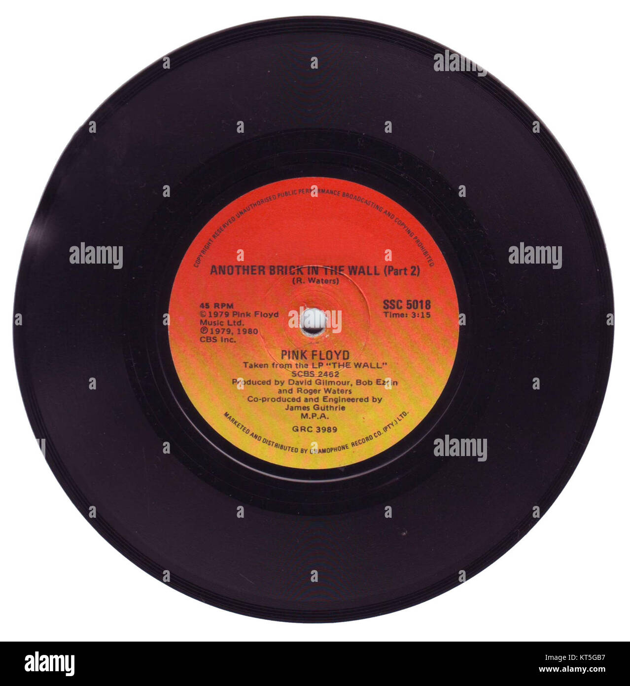 Another Brick in the Wall de Pink Floyd est une chanson célèbre de l'album The Wall sorti en 1979. Ce disque vinyle représente la musique emblématique du XXe siècle et reste un repère culturel et musical. Banque D'Images