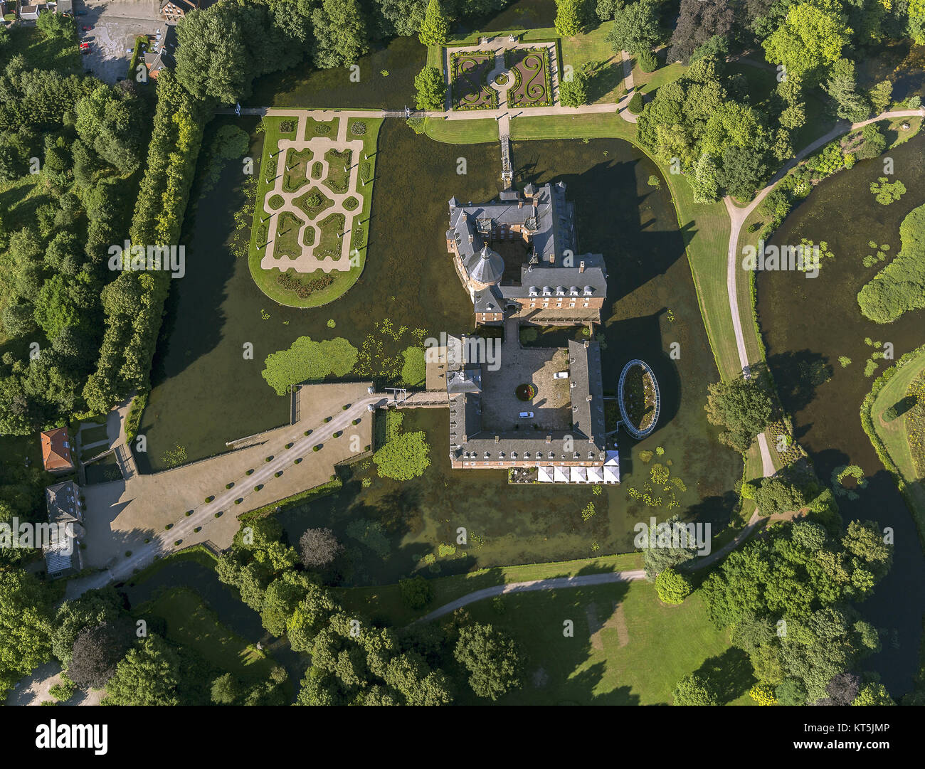 Château de l'eau propriété privée d'Anholt le Prince zu Salm-Salm, Anholt, Anholt, vue aérienne de Isselburg, Niederrhein, Isselburg, Niederrhein, North R Banque D'Images