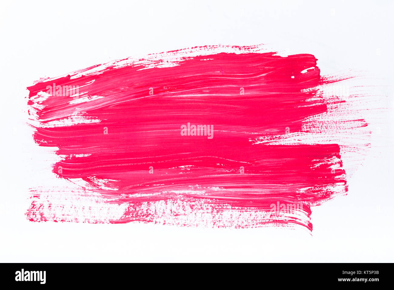La peinture abstraite avec des coups de pinceau rose sur blanc Banque D'Images
