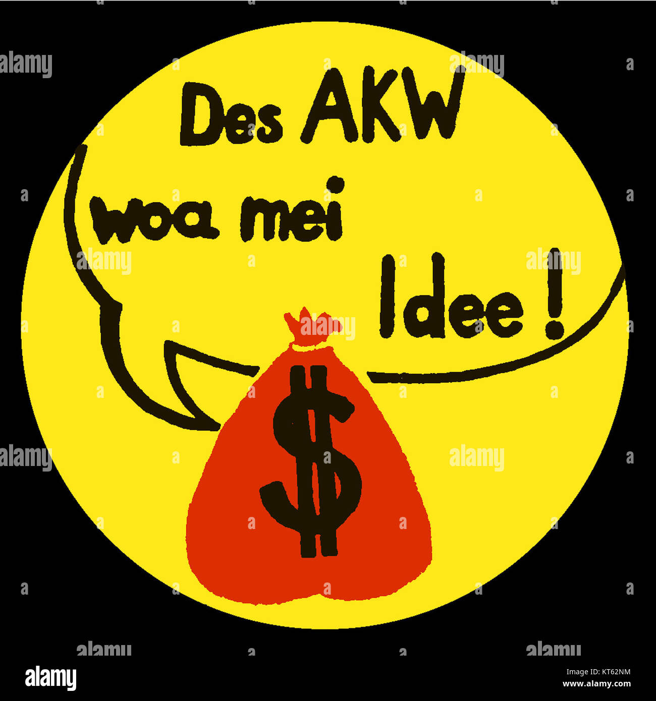 L'anti-AKW-Pickerl fait référence à un autocollant anti-nucléaire autrichien, probablement associé à des mouvements anti-nucléaires. Le terme AKW désigne les centrales nucléaires des pays germanophones, l'autocollant représentant l'opposition à l'énergie nucléaire. Banque D'Images