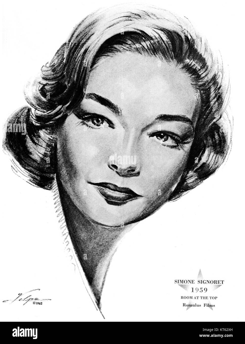 Simone Signoret était une actrice française connue pour ses performances puissantes dans les films français et internationaux. En 1959, elle est largement reconnue pour son rôle dans le film Room at the Top, qui lui vaut un Oscar de la meilleure actrice. Banque D'Images