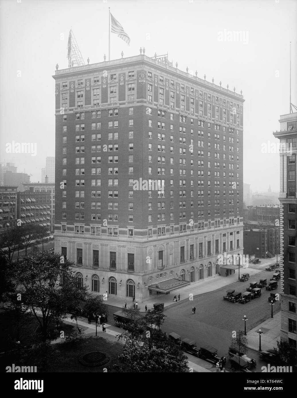 Une photographie ou une référence historique au Statler Hotel de Detroit, un bâtiment emblématique de l'histoire architecturale de la ville. Banque D'Images