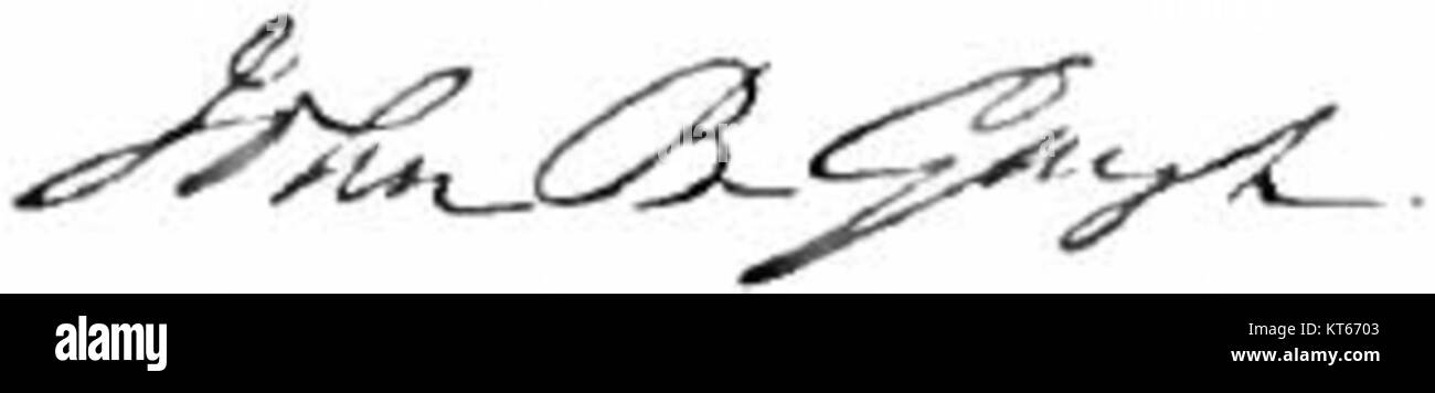 La signature de John Bartholomew Gough, un personnage notable, a été incluse dans les publications d'Appletons. Il marque sa contribution à la littérature ou à d'autres domaines représentés dans la publication. Banque D'Images