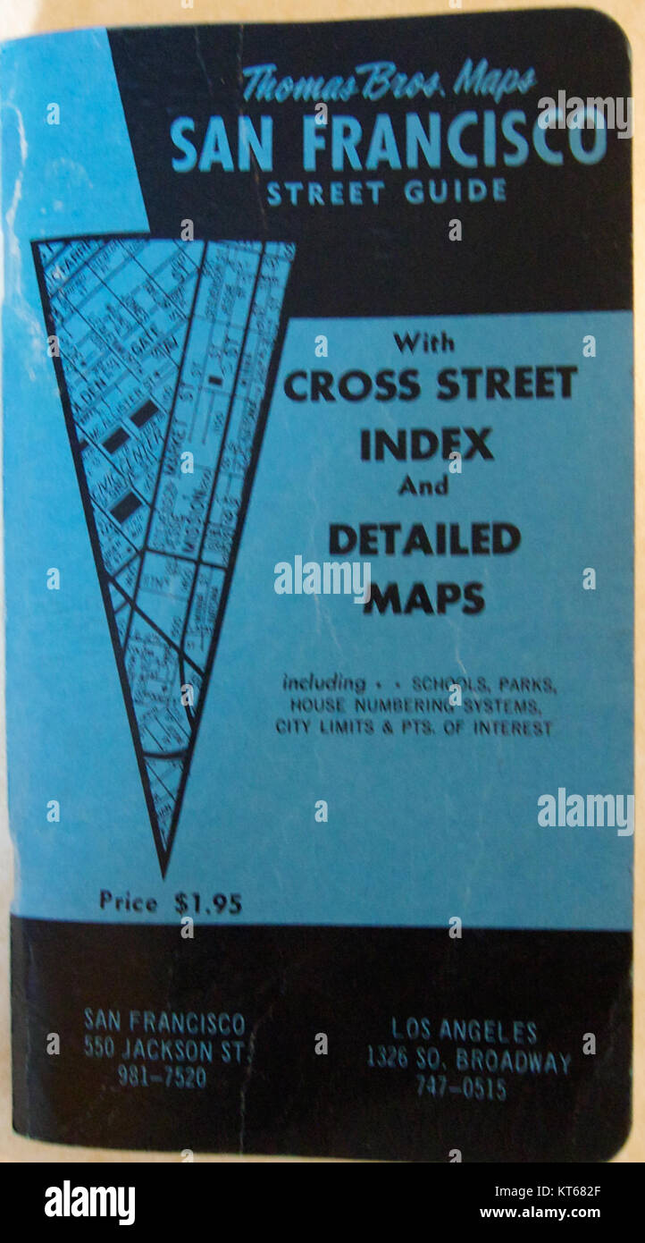 Thomas Bros Cartes Street Guide for San Francisco est une carte détaillée qui offre une couverture complète des rues et des quartiers de San Francisco, en Californie, conçue pour la navigation et l'urbanisme. Banque D'Images