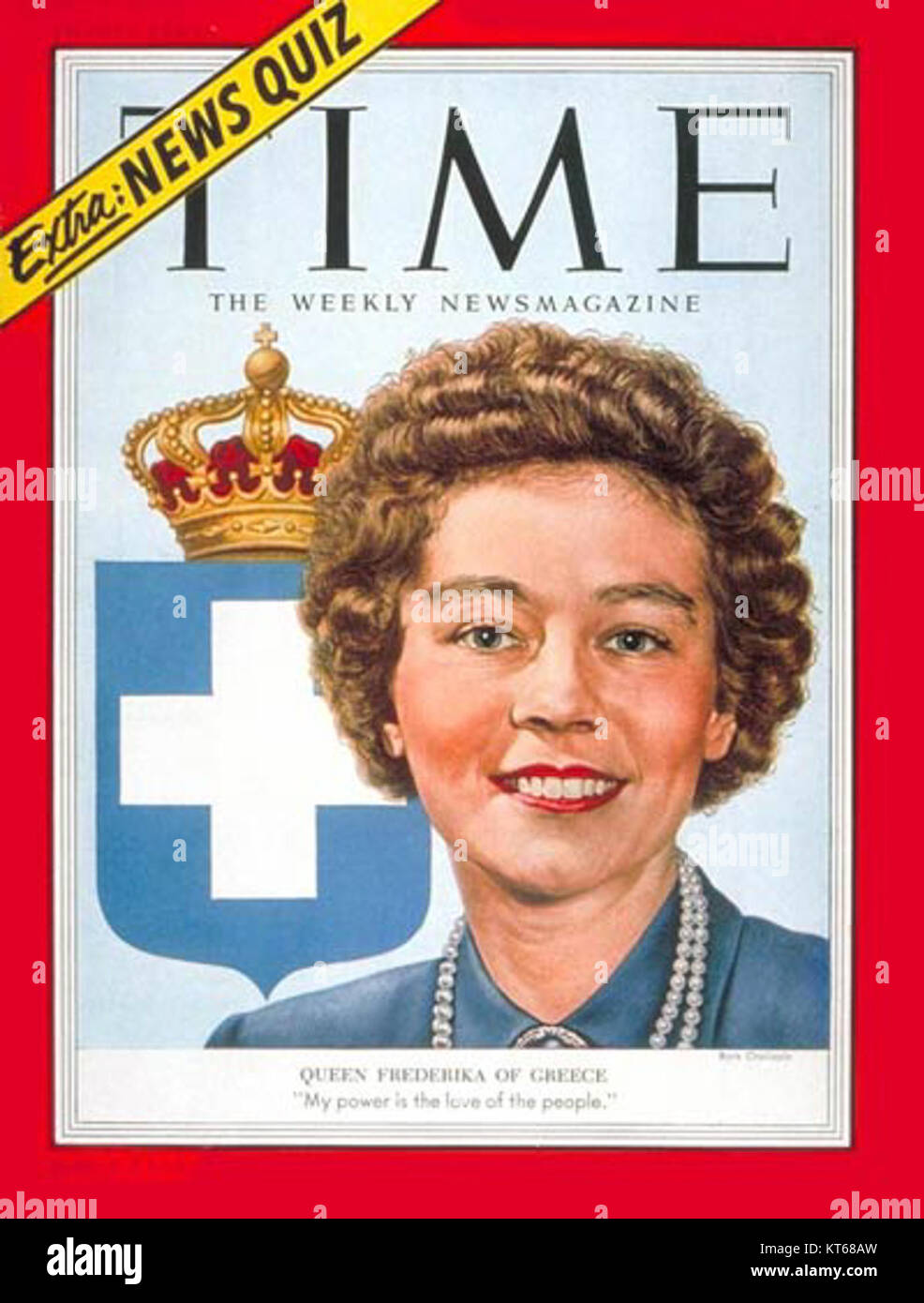 La couverture d'octobre 1953 du Time Magazine présente Frederika de Grèce, capturant son importance en tant que royale européenne et son rôle dans la Grèce d'après-guerre. Banque D'Images