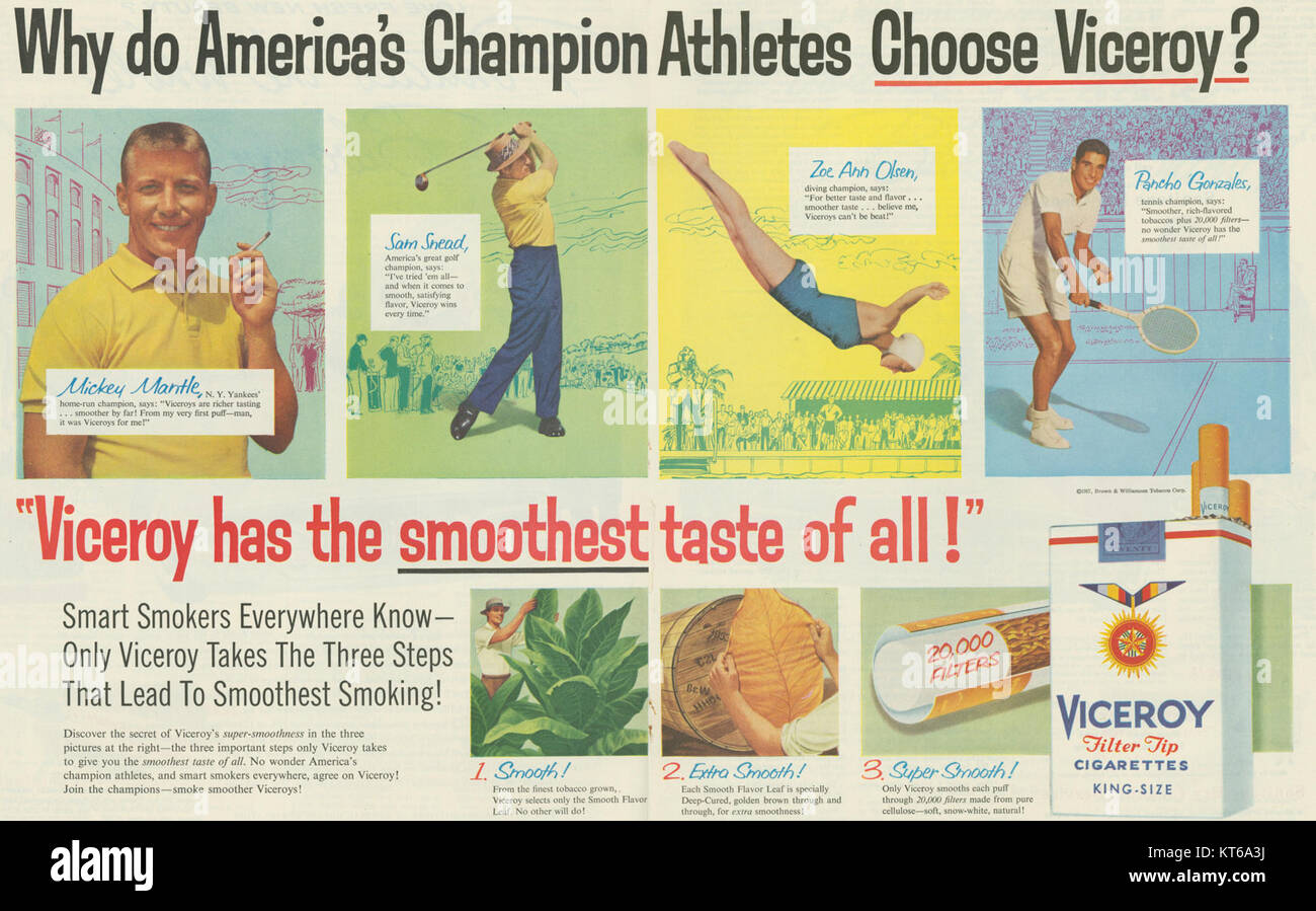 Une publicité du vice-roi mettant en vedette des stars du sport, faisant la promotion de la marque par le biais de l'association avec des athlètes célèbres et mettant en valeur leurs réalisations sportives. Banque D'Images