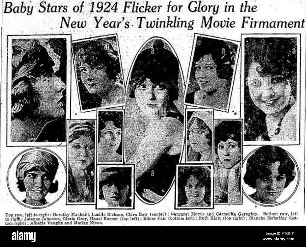Les WAMPAS Baby Stars étaient un groupe de jeunes actrices dans les années 1920 qui ont été promues comme futures stars de cinéma. Le Programme d’aide aux femmes et aux mères (WAMPAS) les a sélectionnées pour mettre en valeur leur potentiel dans l’industrie cinématographique. Beaucoup de ces actrices ont eu une carrière réussie à Hollywood, devenant des stars majeures dans l'industrie cinématographique. Les WAMPAS Baby Stars ont joué un rôle important dans les débuts de l'histoire hollywoodienne, illustrant l'émergence de nouveaux talents à l'ère du cinéma muet. Banque D'Images