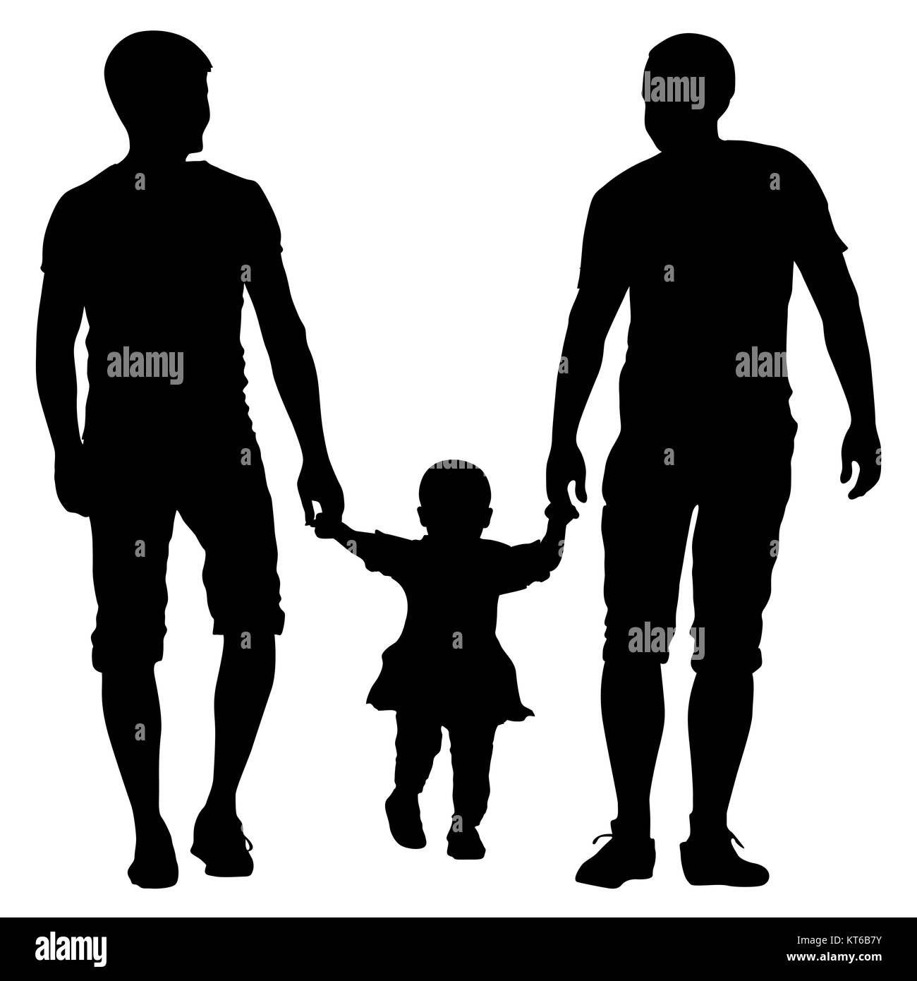 Silhouettes noires des couples homosexuels et des familles avec enfants Banque D'Images