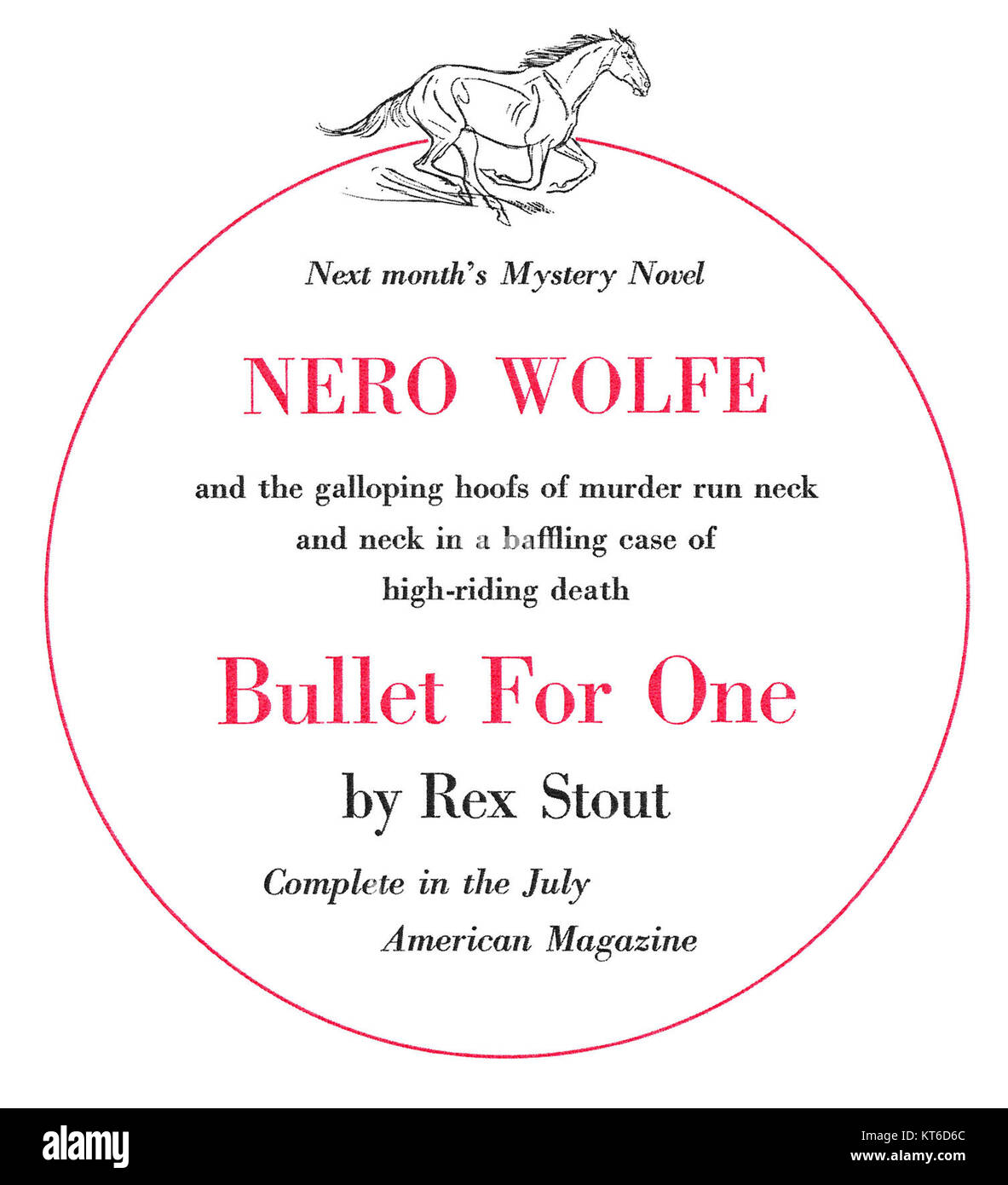 Cette publicité présente Wolfe-Bullet, probablement une marque ou un produit. Il souligne ses qualités uniques avec des graphismes audacieux et un message direct, typiques des méthodes publicitaires utilisées au milieu du XXe siècle. Banque D'Images