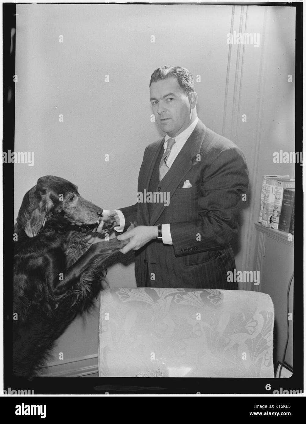 Portrait d'Irving Kolodin, pris entre 1946 et 1948 à New York. Kolodin était une figure notable dans le monde de la musique et de la critique américaines. Banque D'Images