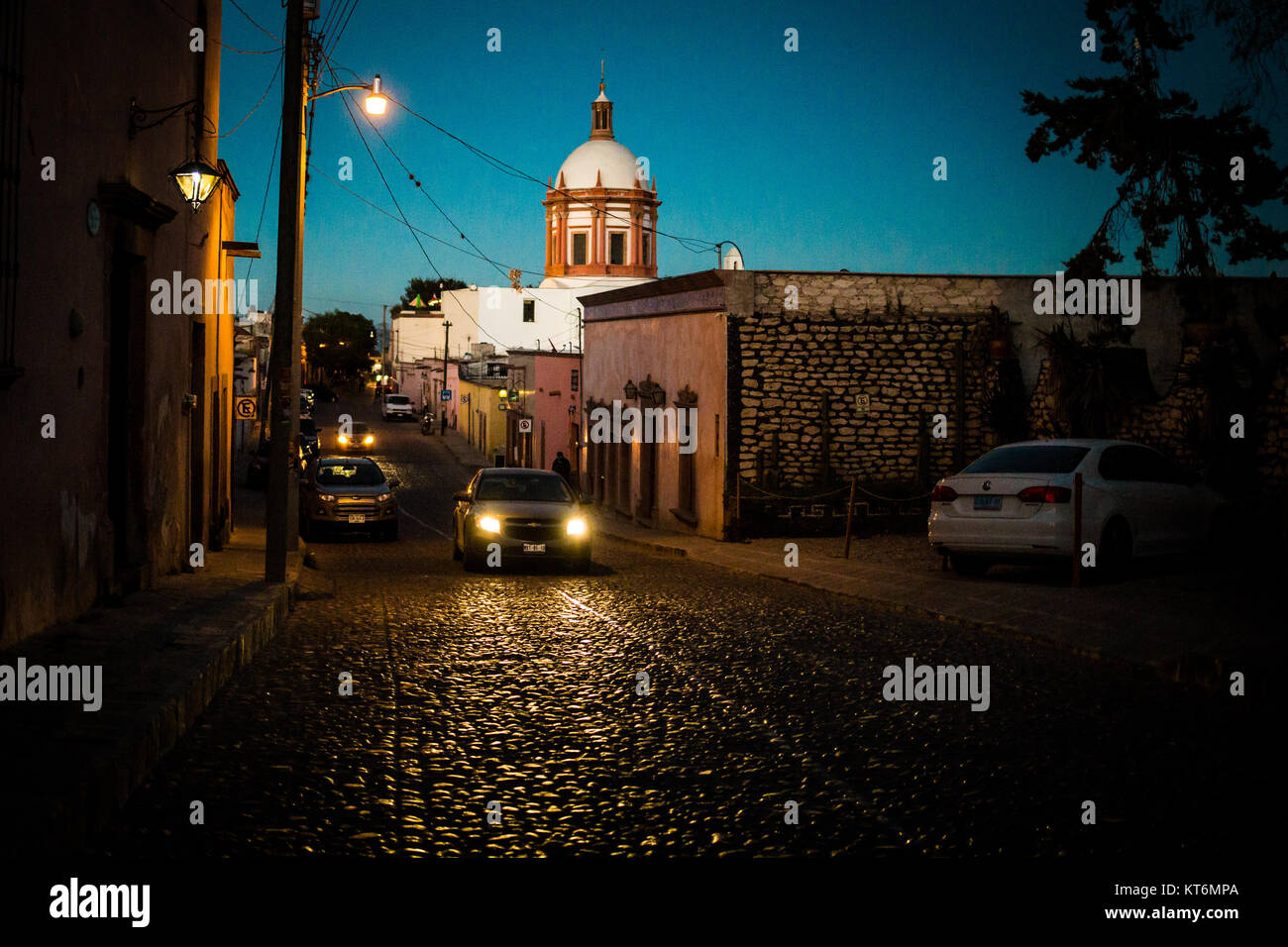 Vieille ville mexicaine de nuit minéral de pozos Banque D'Images