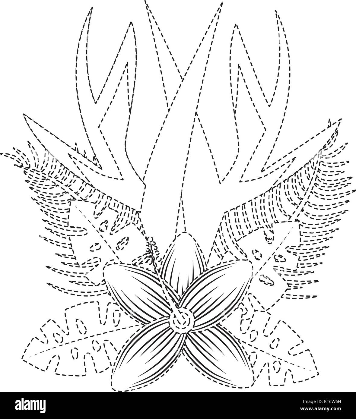 Arrangement tropical Hibiscus fleurs exotiques et d'oiseaux de paradis quitte Illustration de Vecteur