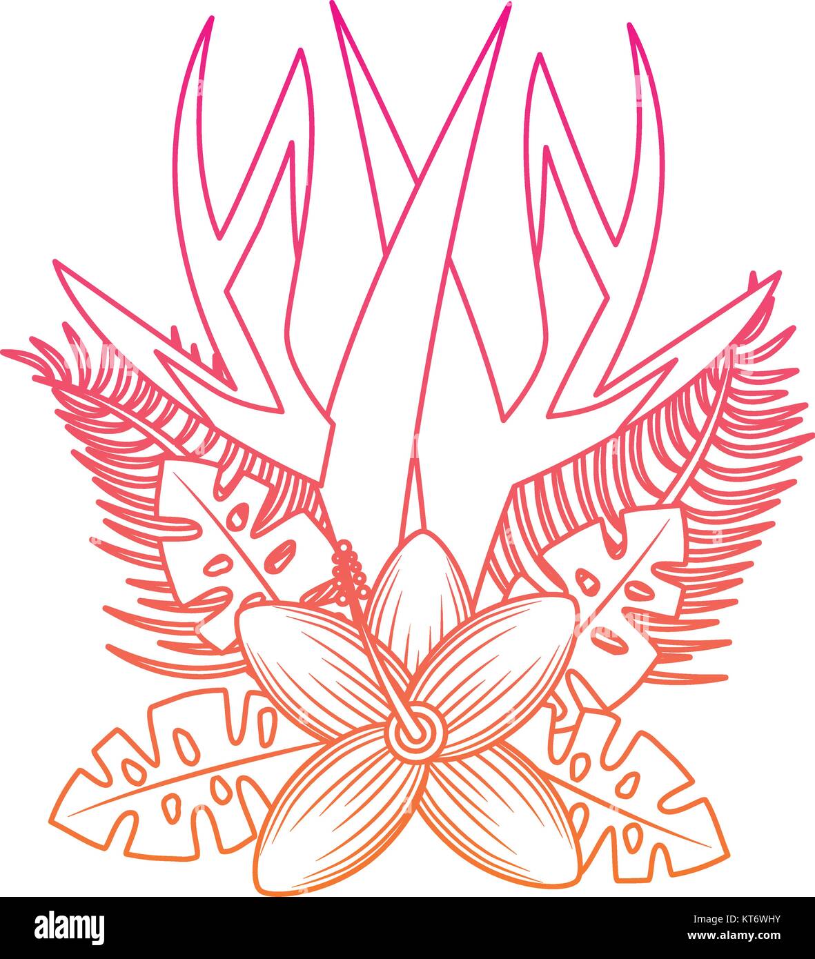Arrangement tropical Hibiscus fleurs exotiques et d'oiseaux de paradis quitte vector illustration Illustration de Vecteur