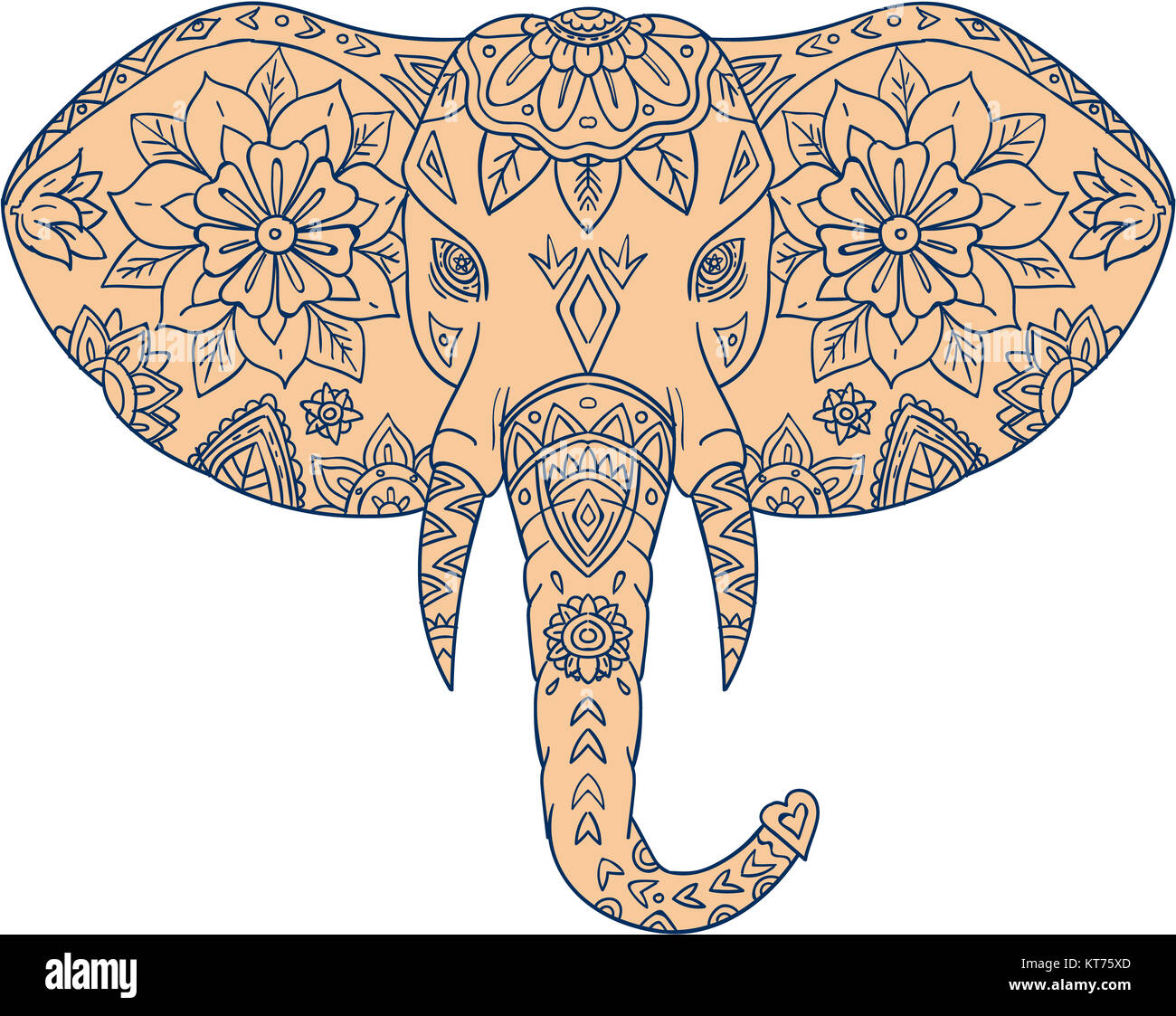 Tusk Elephant Head Mandalaa Banque D'Images