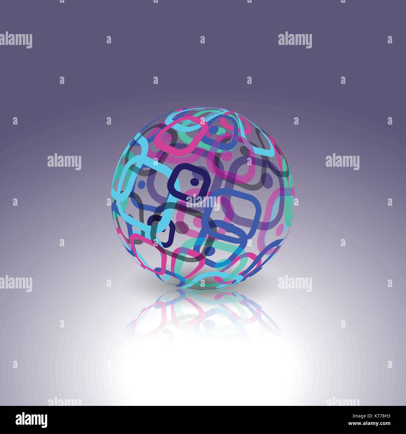Logo de la technologie conceptuelle. Abstract globe fabriqué à partir de rectangles rétro. Illustration de Vecteur