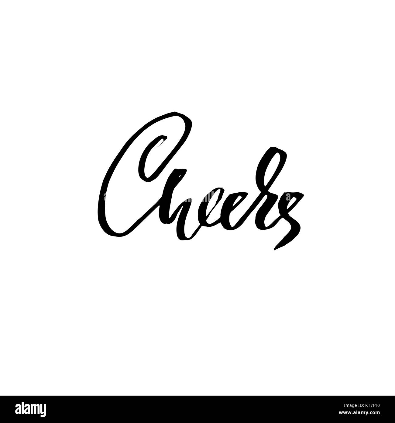 Cheers. Pinceau moderne manuscrite lettrage. Maison de l'illustration vectorielle. Illustration de Vecteur