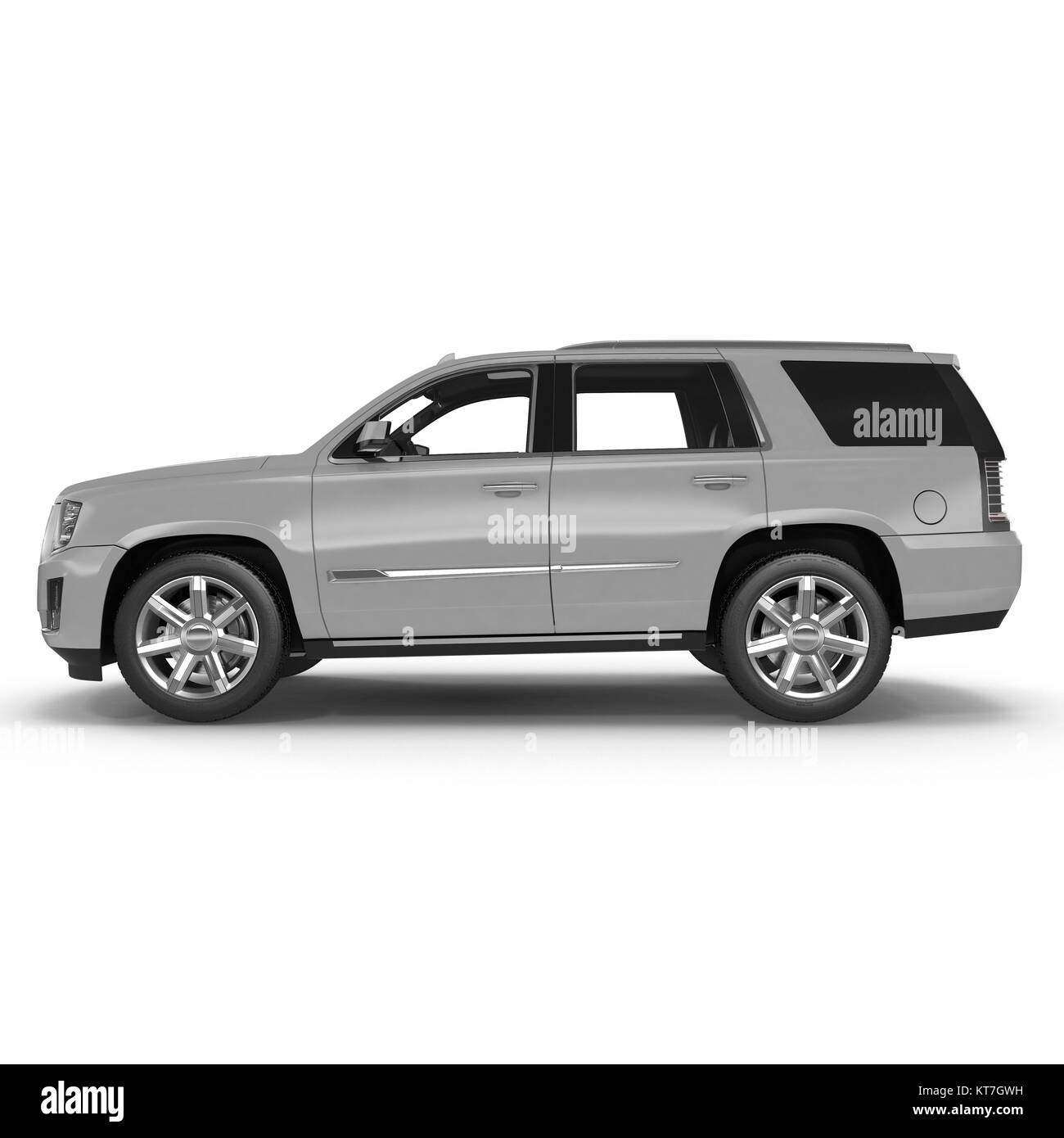 Véhicule utilitaire sport argent isolé sur fond blanc. Vue de côté. 3D illustration Banque D'Images