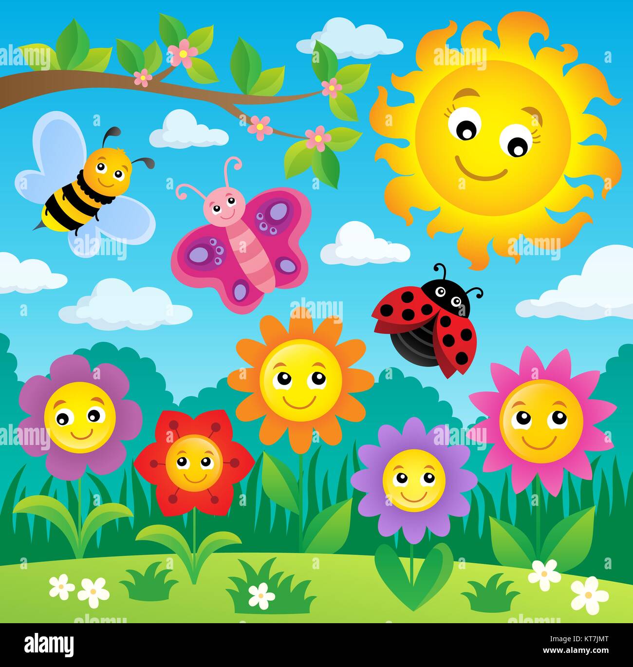 Sujet de droit 3 Happy flowers Banque D'Images