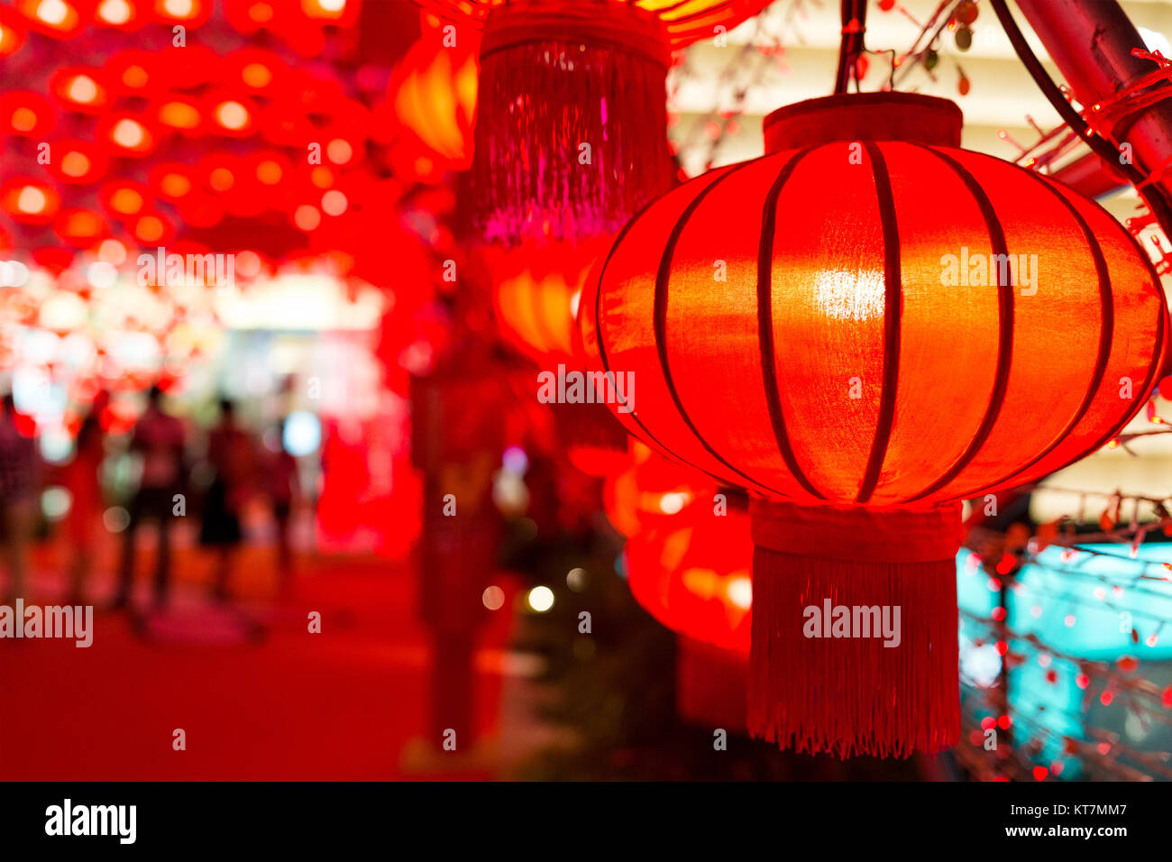 Lanterne Rouge de Chine la nuit Banque D'Images