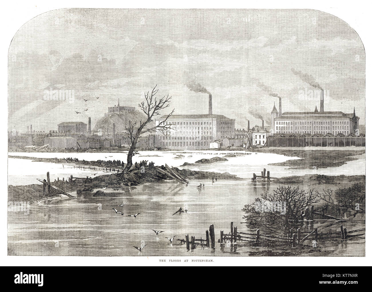 Inondations à Nottingham, Royaume-Uni, 1869 Banque D'Images