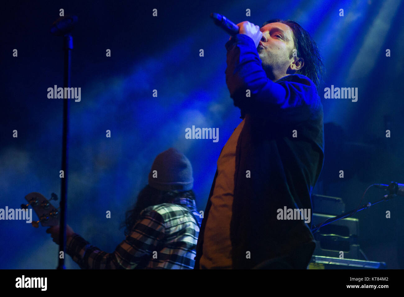 Le groupe de metalcore américain le mot vivant effectue un concert live de la Rockefeller à Oslo. Ici le chanteur Tyler Smith est vu sur scène. La Norvège, 23/03 2017. Banque D'Images