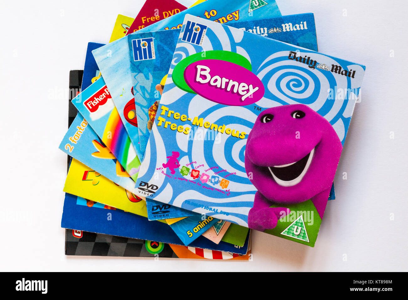 Sélection de DVD pour enfants Barney avec Tree-Mendous sur DVD arbres haut  de page définir sur fond blanc Photo Stock - Alamy