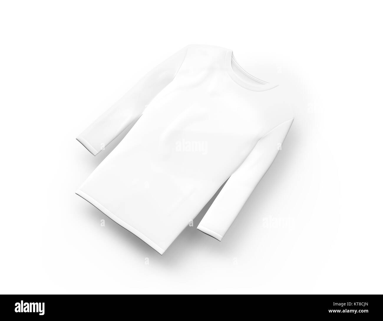 Chemise manches trois quart vide, modèle de tissu blanc isolé sur fond blanc, élevé de rendu 3D Banque D'Images