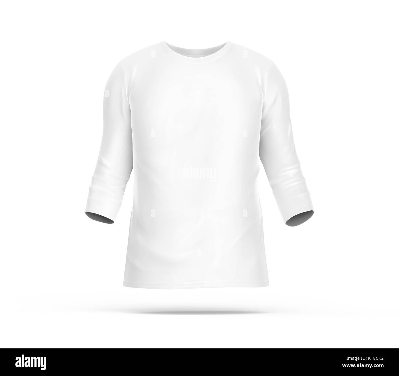 Manches trois-quarts vide, modèle de tissu blanc pour les hommes avec modèle invisible isolé sur fond blanc, 3D render Banque D'Images