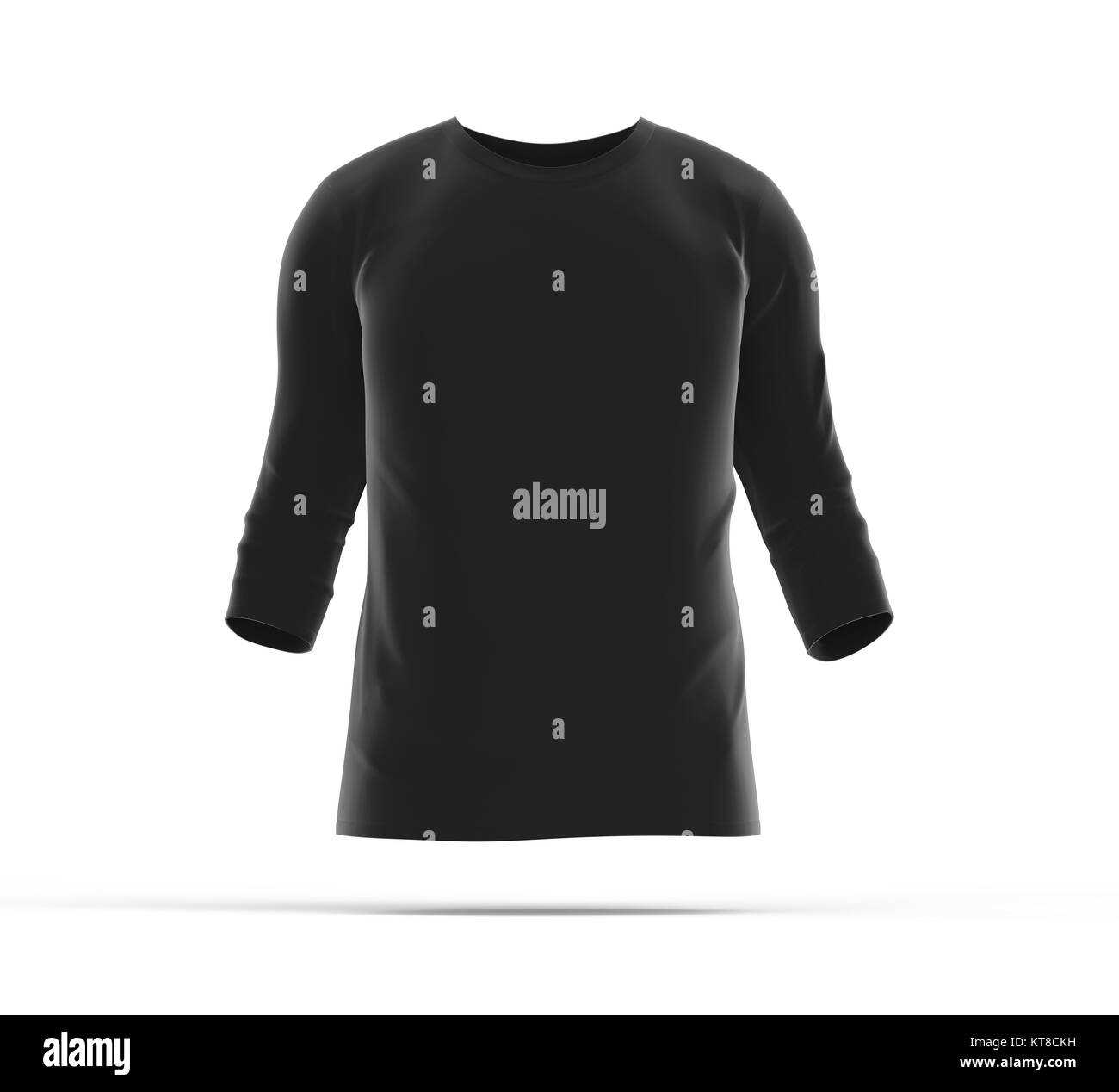 Manches trois-quarts vide, tissu noir modèle pour hommes avec modèle invisible isolé sur fond blanc, 3D render Banque D'Images