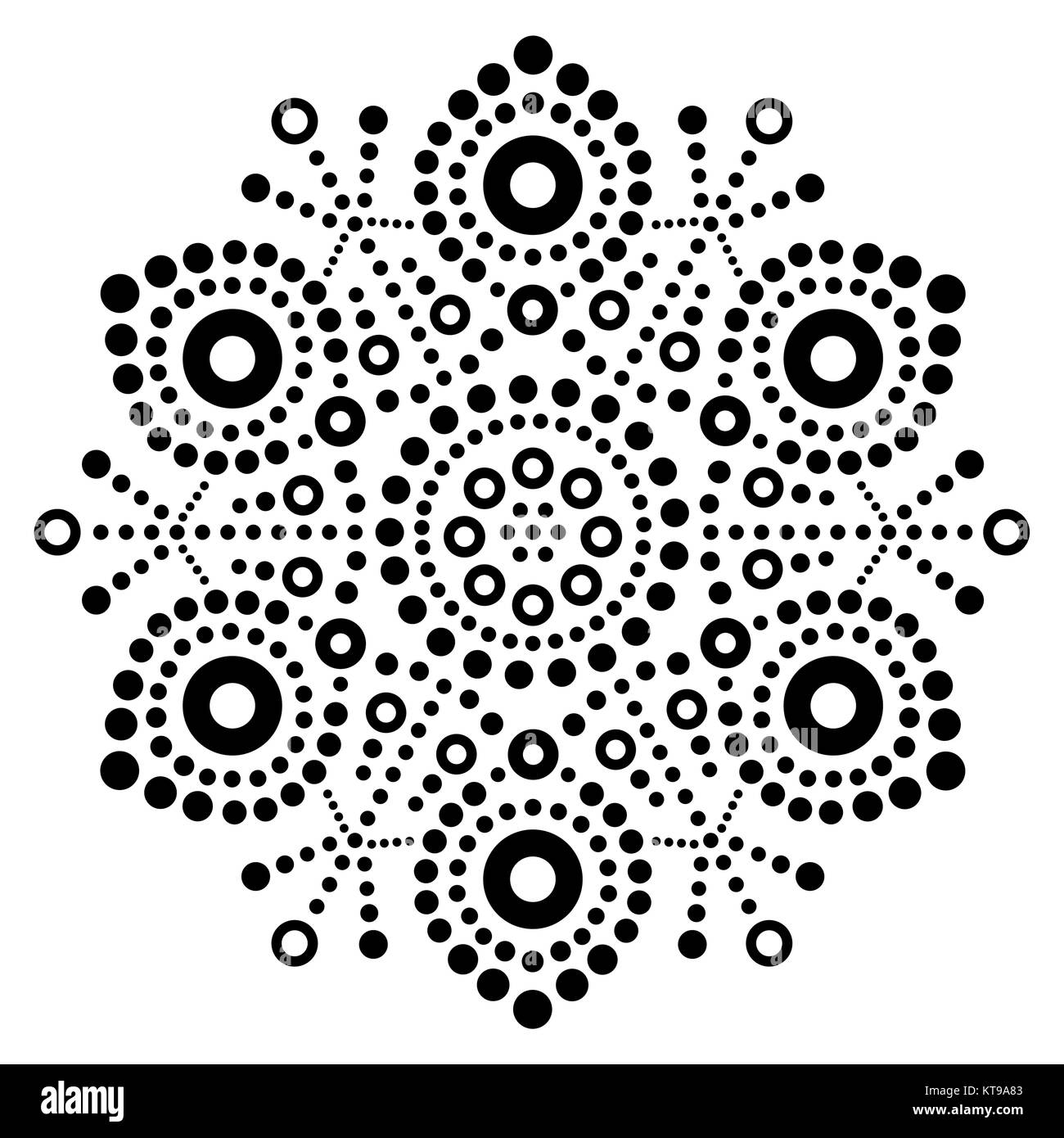 Black dot flocon de Noël vecteur conception de l'art, l'art populaire australien, les dot pattern peinture Illustration de Vecteur