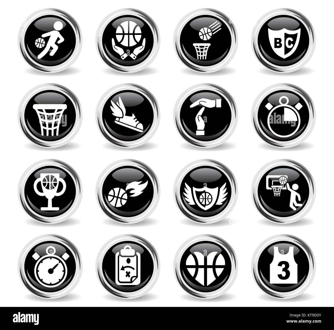 Basket-ball icon set Banque D'Images
