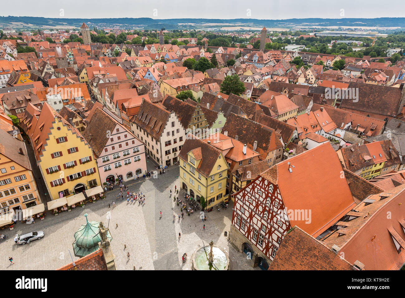 Vue aérienne de Rothenburg ob der Tauber Banque D'Images