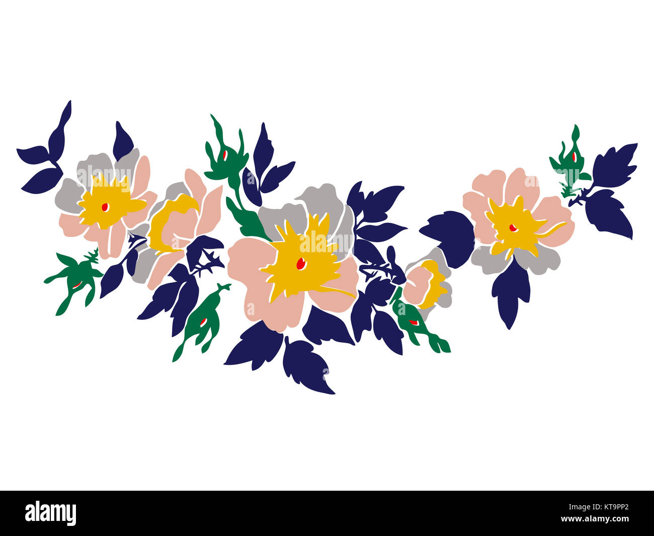 Branches de fleurs de cerisier vector illustration isolé sur whi Banque D'Images