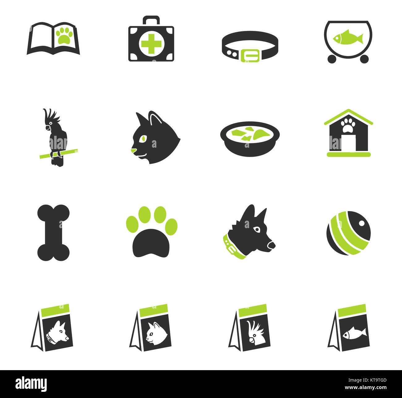 Produits pour animaux domestiques icon set Banque D'Images