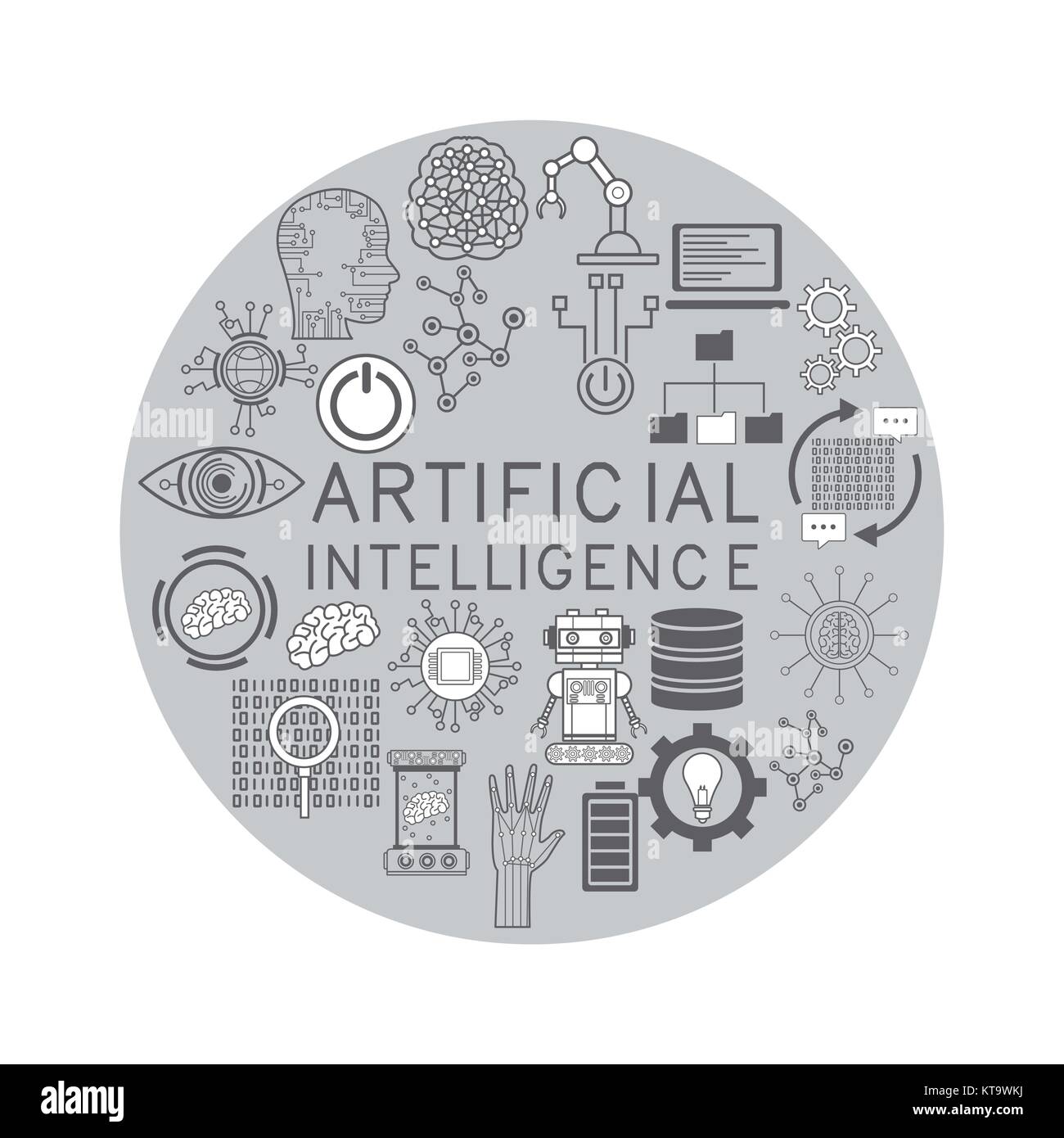 Les icônes de l'intelligence artificielle Illustration de Vecteur