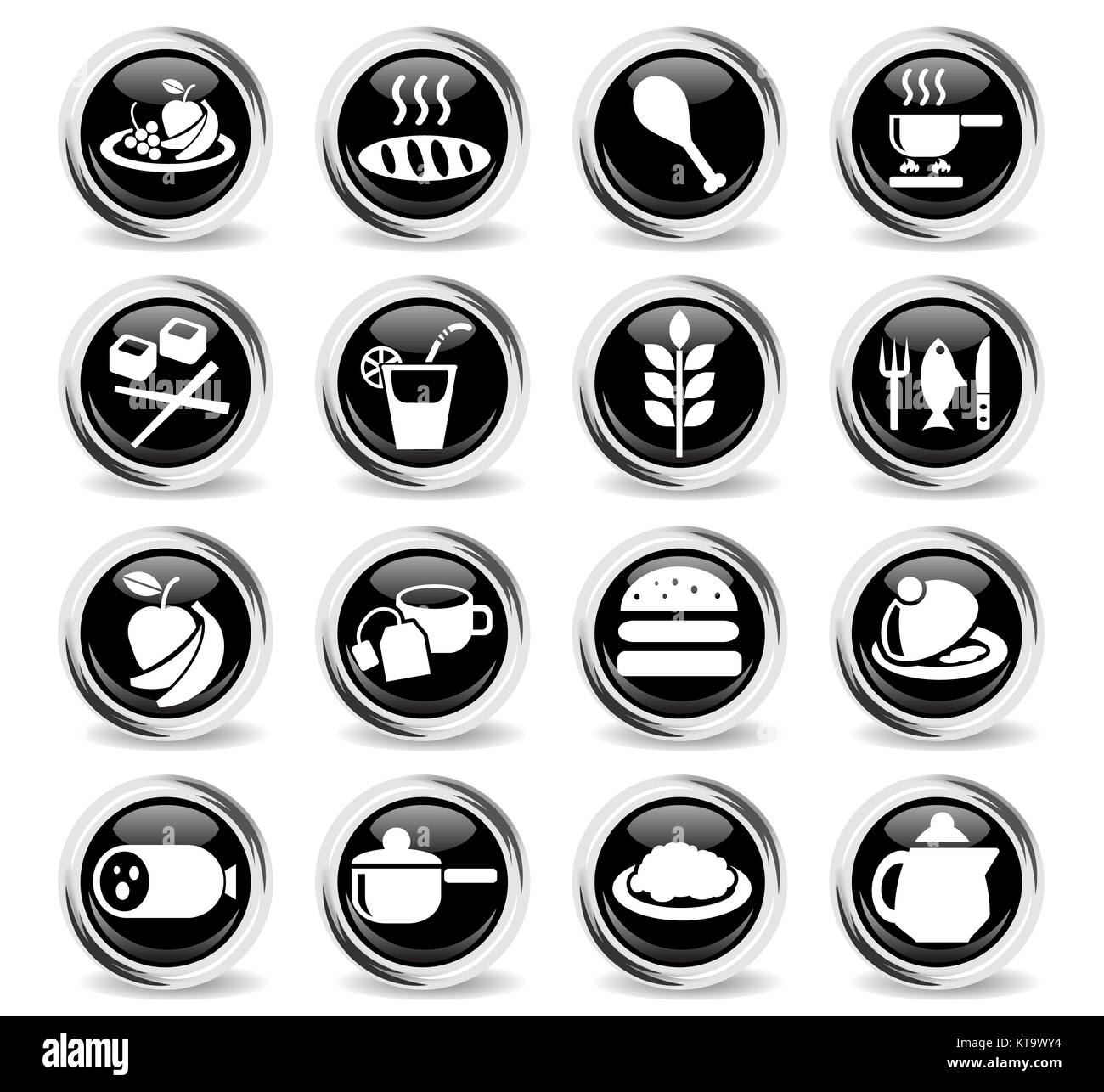 Nourriture et cuisine icon set Banque D'Images