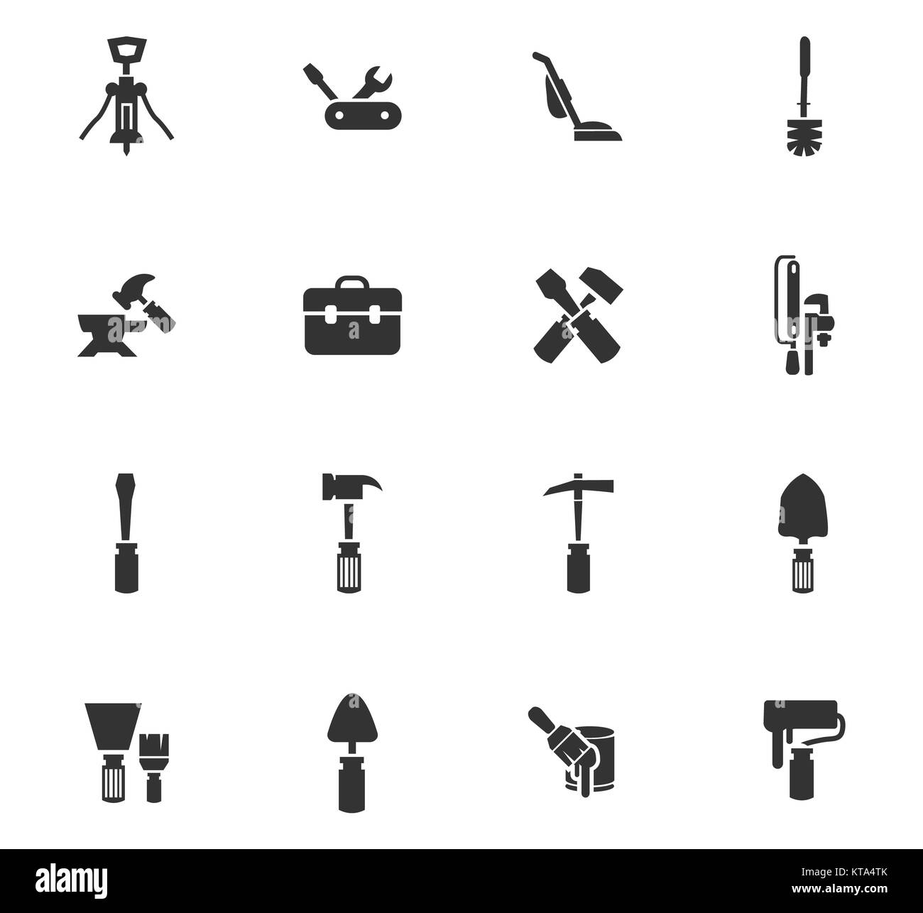 Outils de travail icons set Banque D'Images