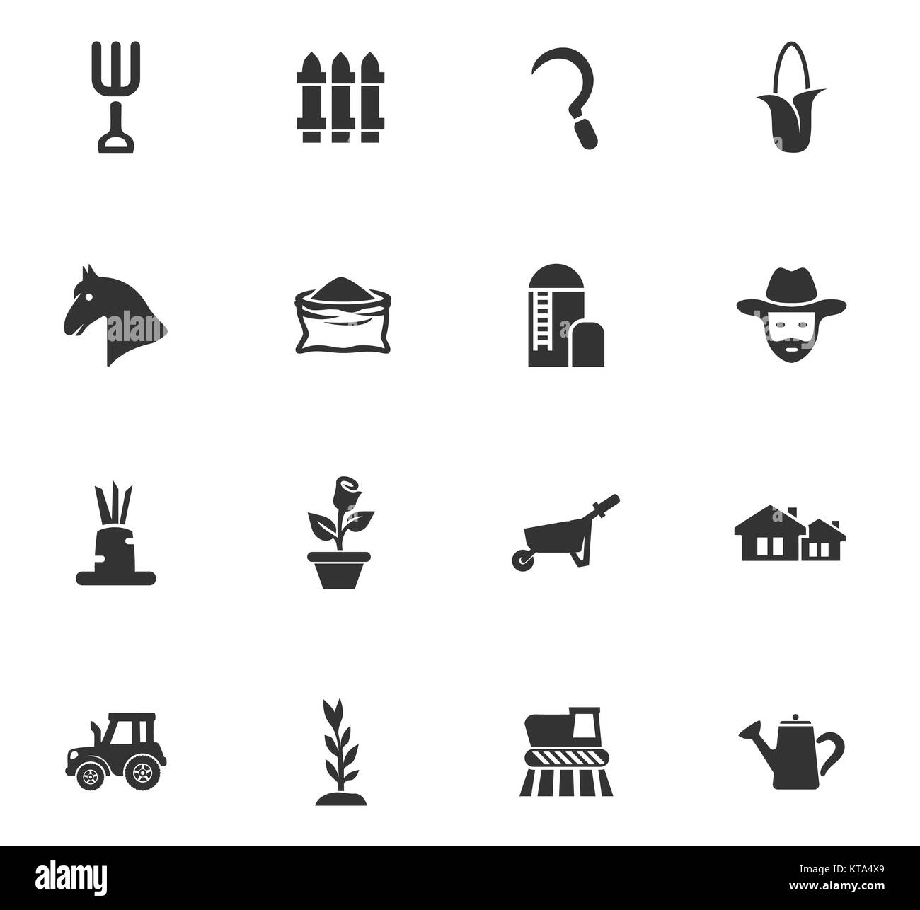 Icons set agricole Banque D'Images