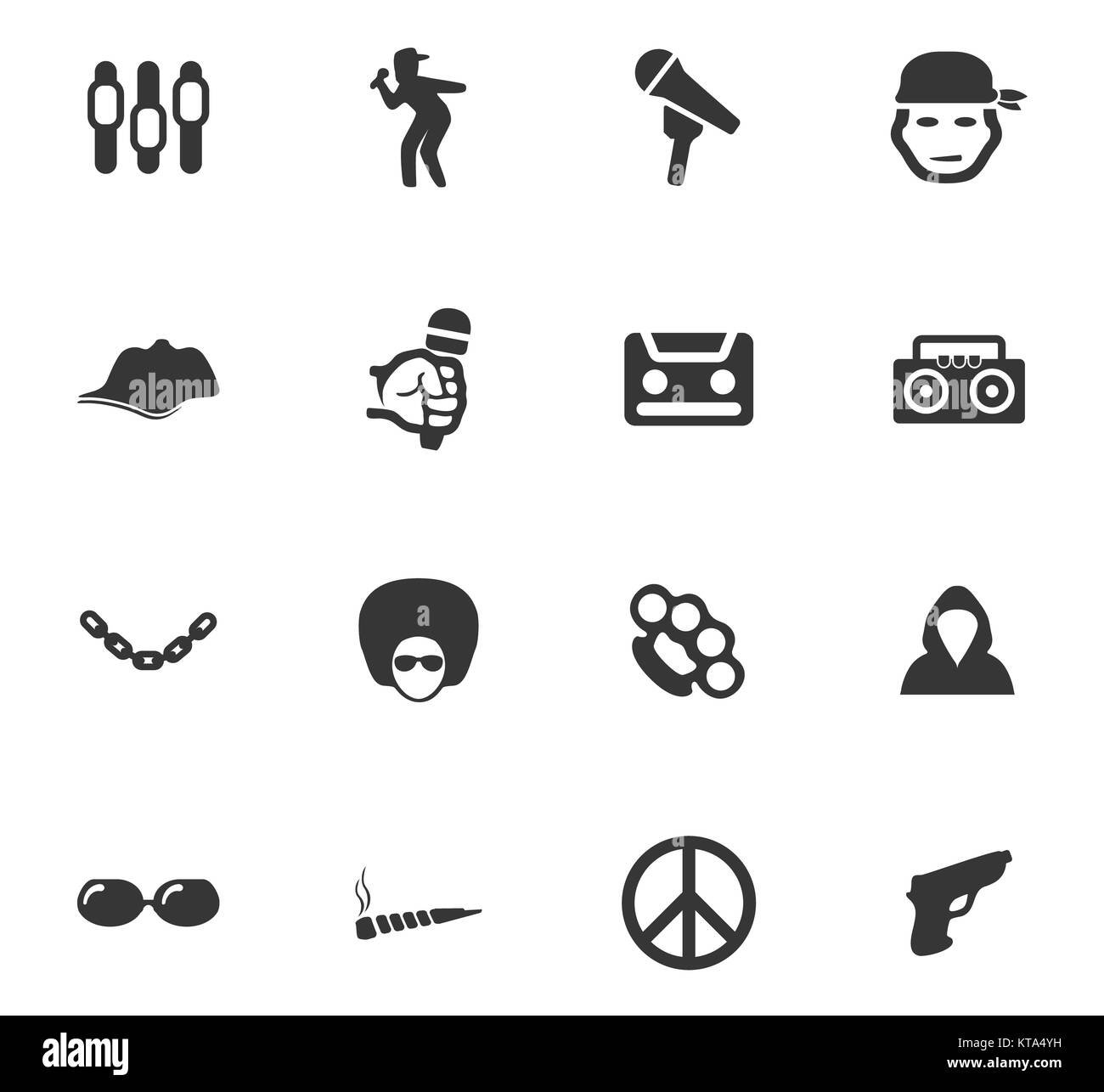 Hip hop Rap Music icons set Banque D'Images