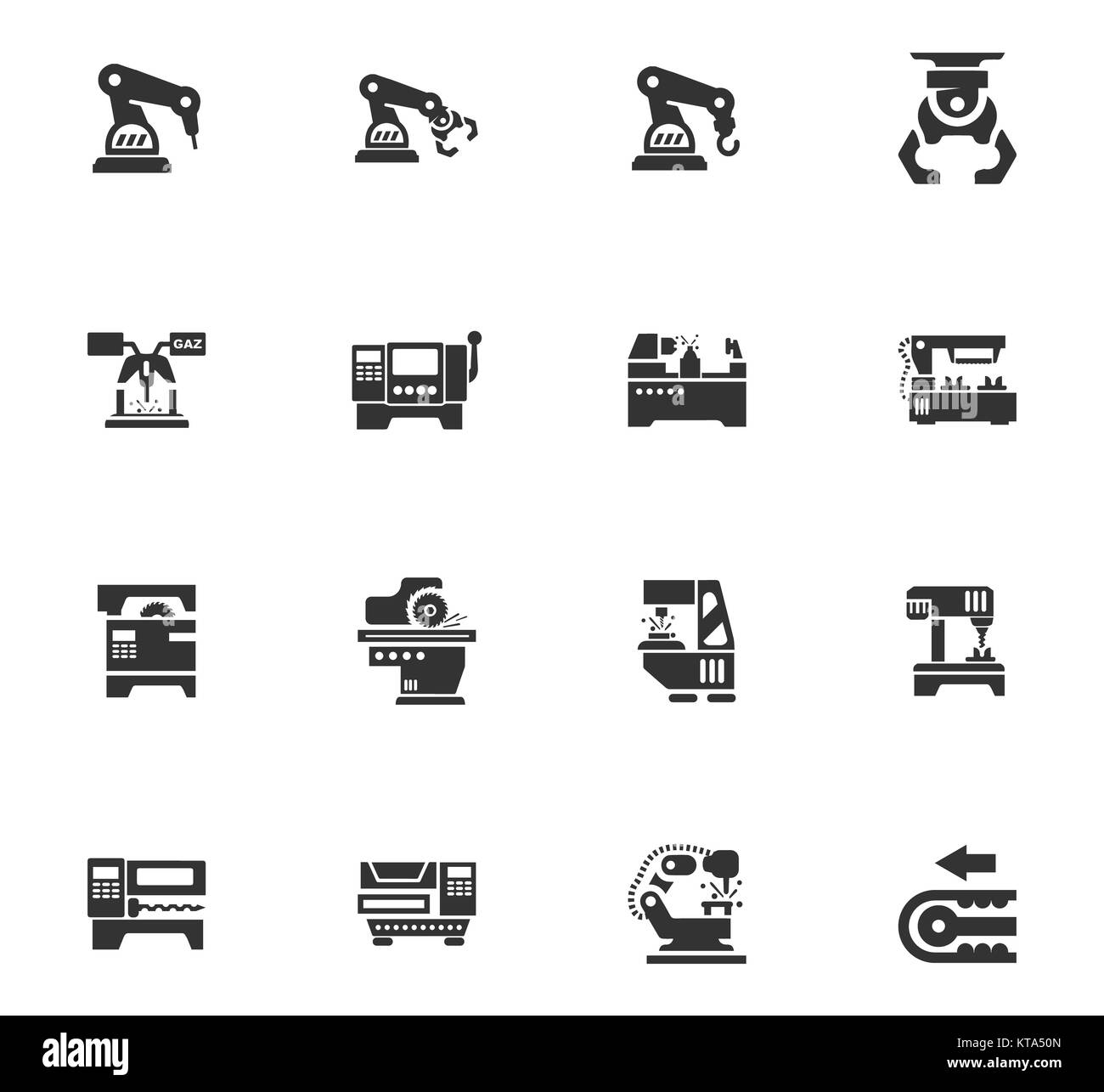 Machine-outil icons set Banque D'Images