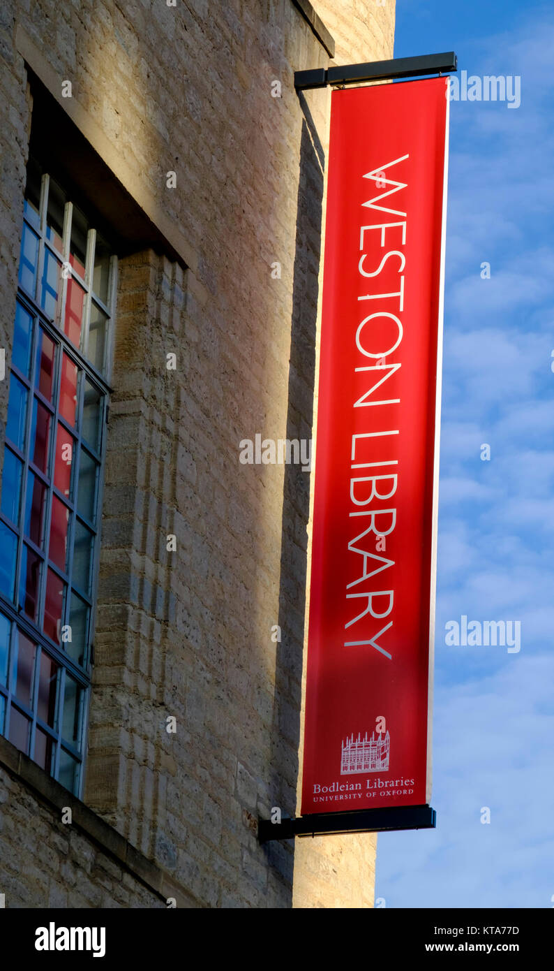 Autour de la ville universitaire de Oxford Décembre 2017 Bibliothèque Weston Banque D'Images