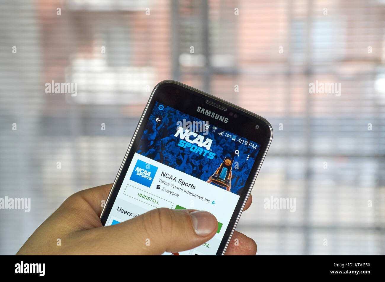 Montréal, Canada - 20 mars 2016 - NCAA mobile sur Samsung S5, écran. NCAA est National Collegiate Athletic Association. Banque D'Images
