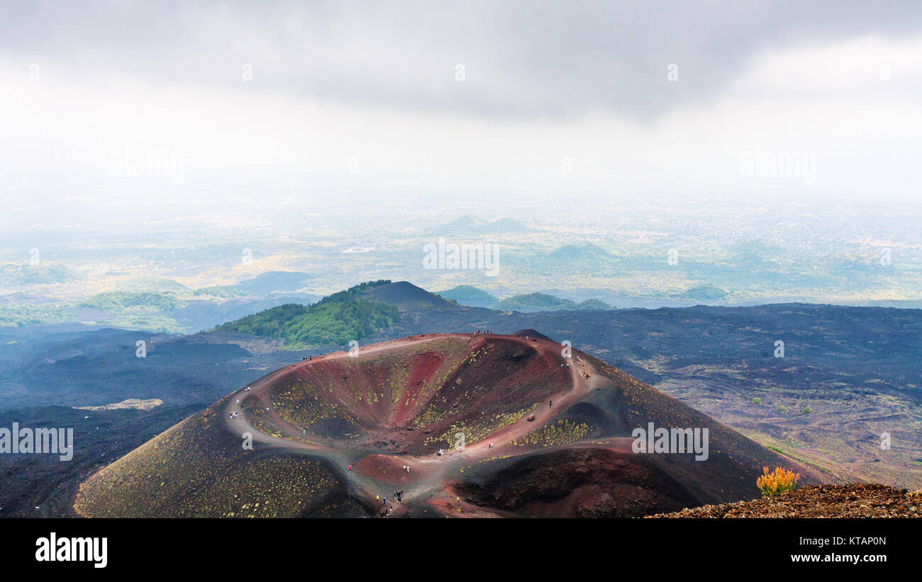 Voir ci-dessus des Monti Silvestri de l'Etna Banque D'Images