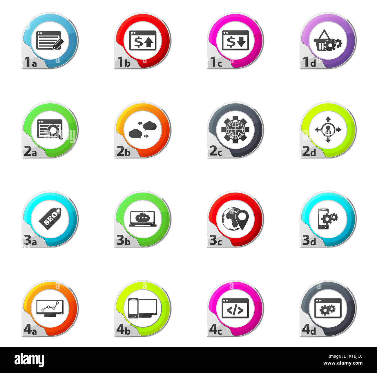Jeu de SEO et développement icons set Banque D'Images