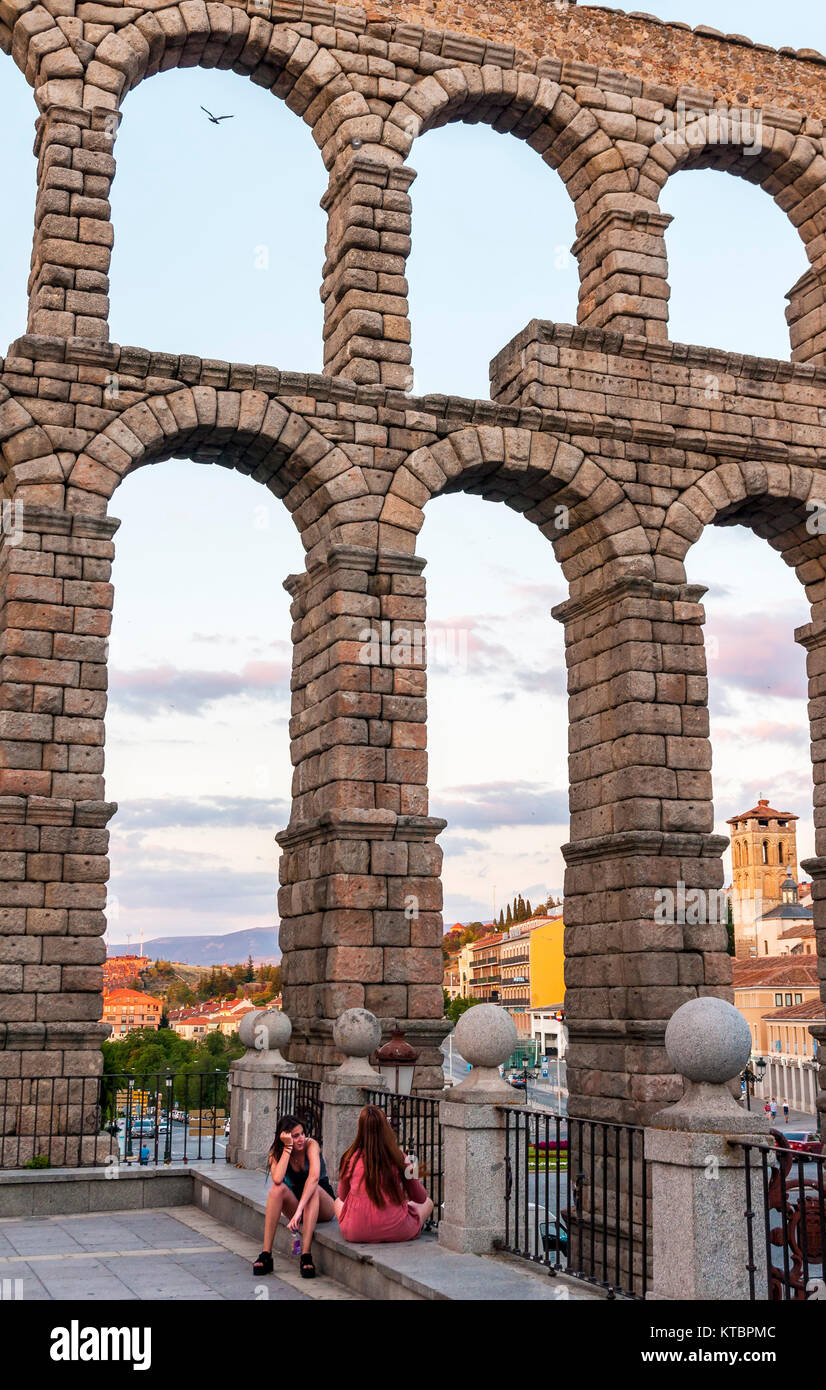 Acueducto romano de Segovia. Castilla León. Espagne. Banque D'Images