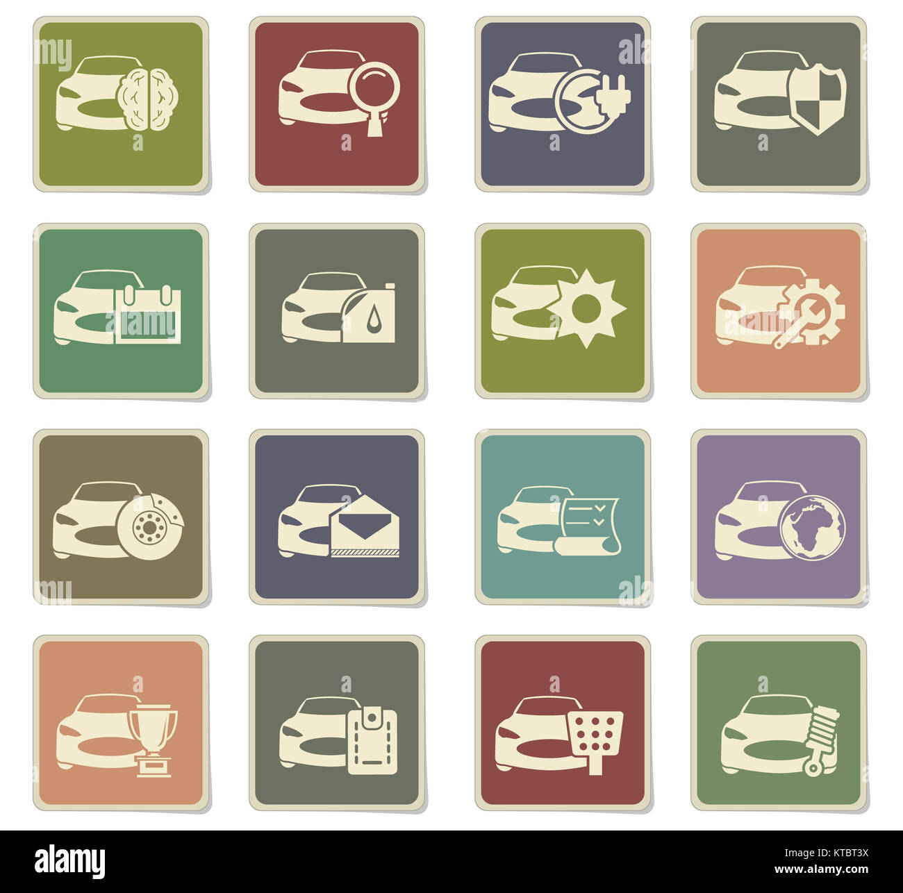 Service de voiture icon set Banque D'Images