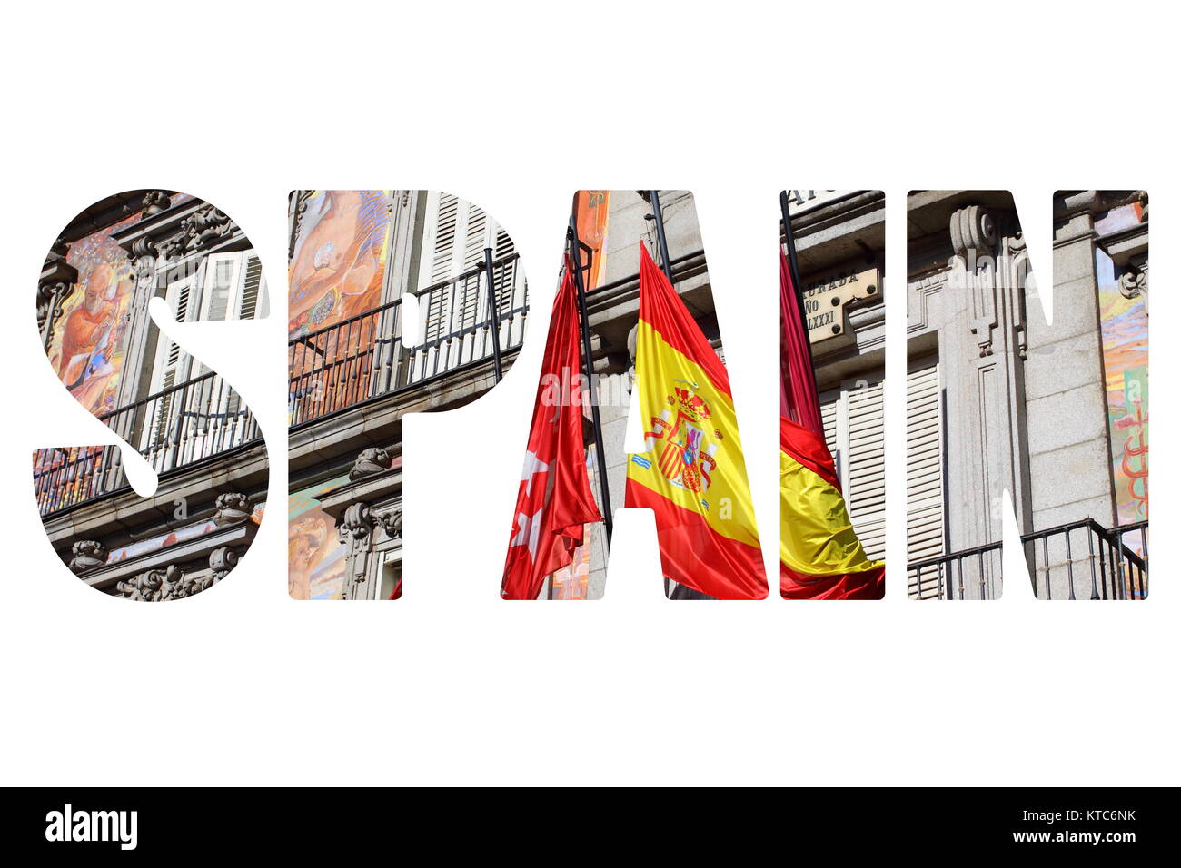 Détail d'une façade décorée et d'un balcon à la Palza Mayor, Madrid, Espagne. Banque D'Images