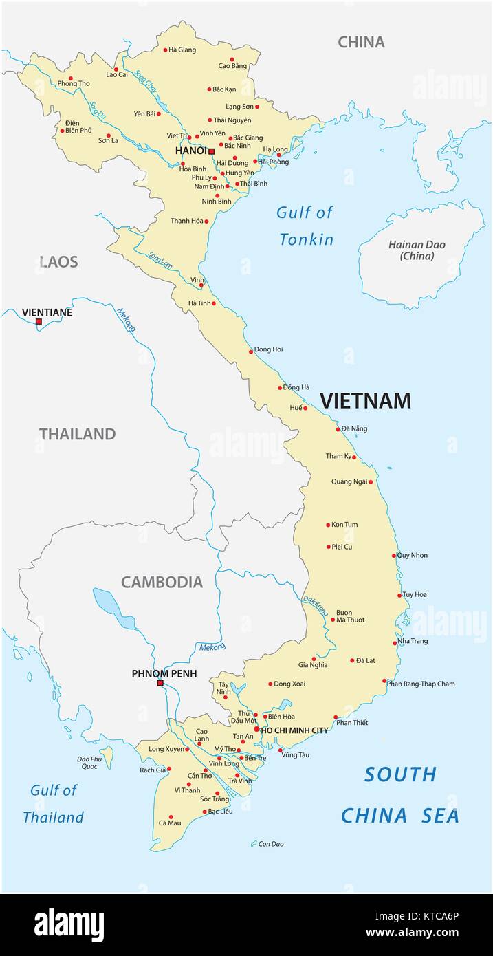Le Vietnam carte vectorielle Illustration de Vecteur
