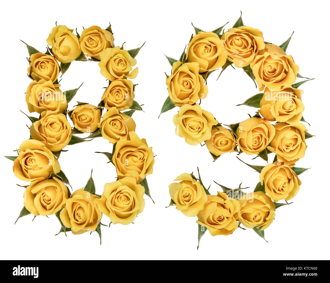 Boum 1 Mars 2023. Chiffre-arabe-89-quatre-vingt-neuf-de-fleurs-de-rose-jaune-isole-sur-fond-blanc-ktcn60