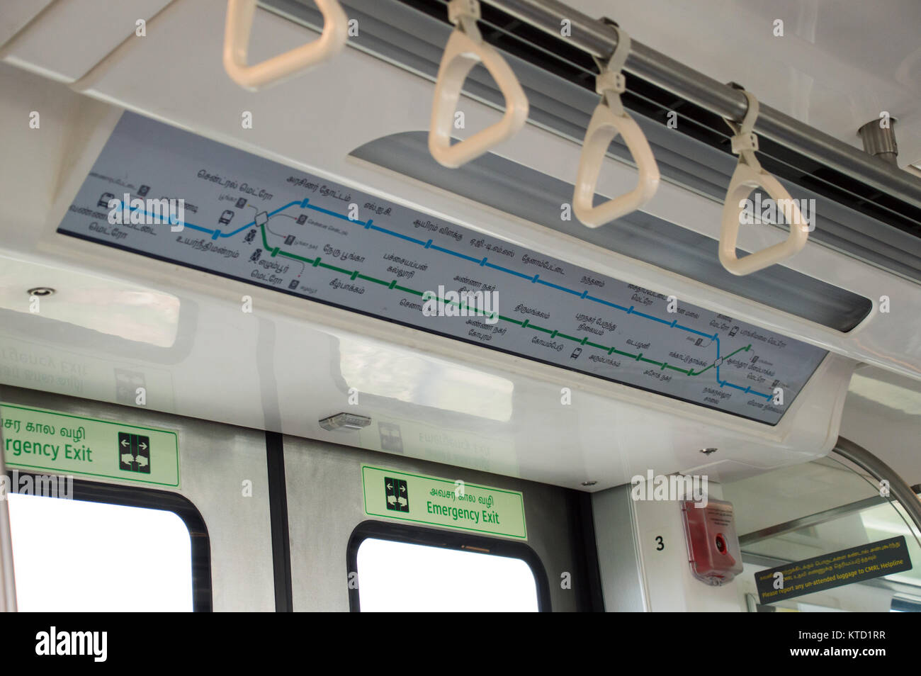 New Delhi Metro Rail montrant l'aéroport plan et la lumière indiquant les stations sur le point d'être couvert Banque D'Images